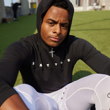 Man using battle football mouthguard