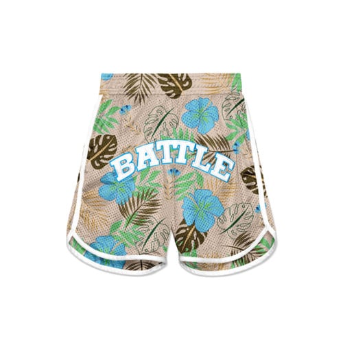 mesh shorts with floral print