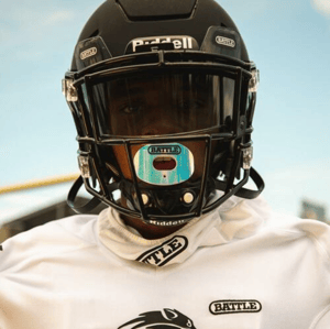 Football player with a Battle Sports mouthguard