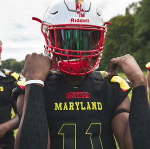 Football player wearing the best Battle Sports accessories