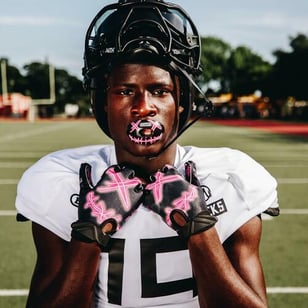 Athlete wearing a Battle Sports Oxygen Mouthpiece